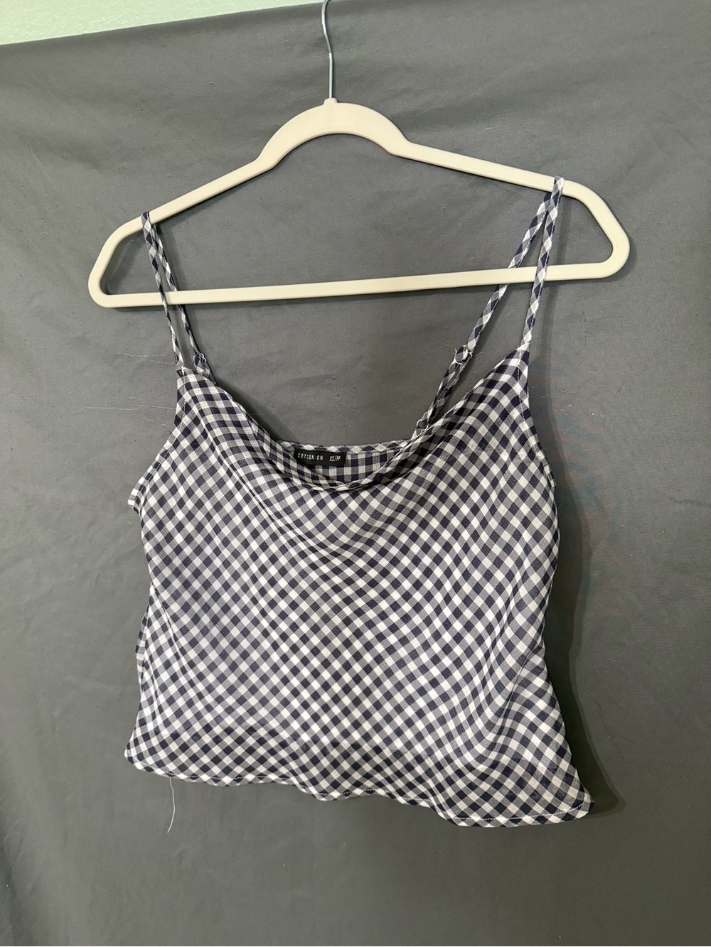 Cotton On Navy and White Gingham Spaghetti Strap Cami
